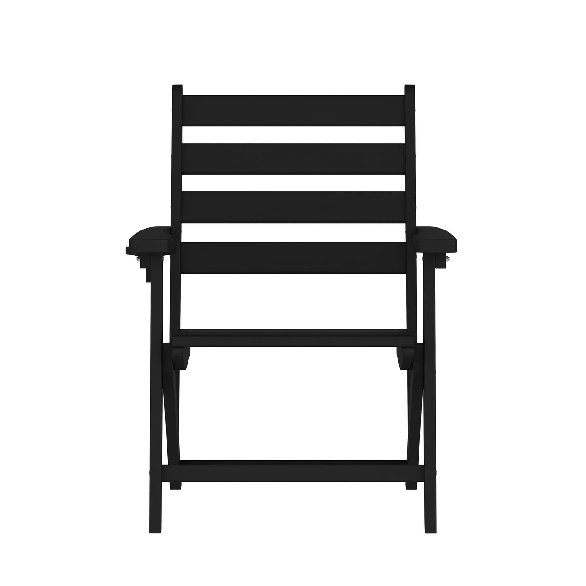 Tolleson Commercial Grade Adirondack Dining Chair with Fold Out Cup Holder, Weather Resistant Recycled HDPE Adirondack Chair in Black
