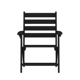 Tolleson Commercial Grade Adirondack Dining Chair with Fold Out Cup Holder, Weather Resistant Recycled HDPE Adirondack Chair in Black