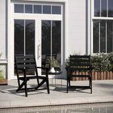 Tolleson Commercial Grade Adirondack Dining Chair with Fold Out Cup Holder, Weather Resistant Recycled HDPE Adirondack Chair in Black