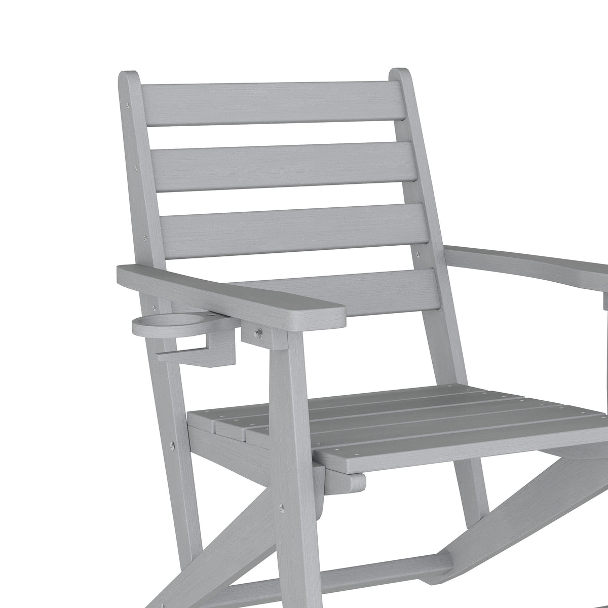 Tolleson Commercial Grade Adirondack Dining Chair with Fold Out Cup Holder, Weather Resistant Recycled HDPE Adirondack Chair in Gray
