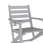 Tolleson Commercial Grade Adirondack Dining Chair with Fold Out Cup Holder, Weather Resistant Recycled HDPE Adirondack Chair in Gray