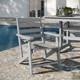 Tolleson Commercial Grade Adirondack Dining Chair with Fold Out Cup Holder, Weather Resistant Recycled HDPE Adirondack Chair in Gray