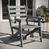 Tolleson Commercial Grade Adirondack Dining Chair with Fold Out Cup Holder, Weather Resistant Recycled HDPE Adirondack Chair in Gray