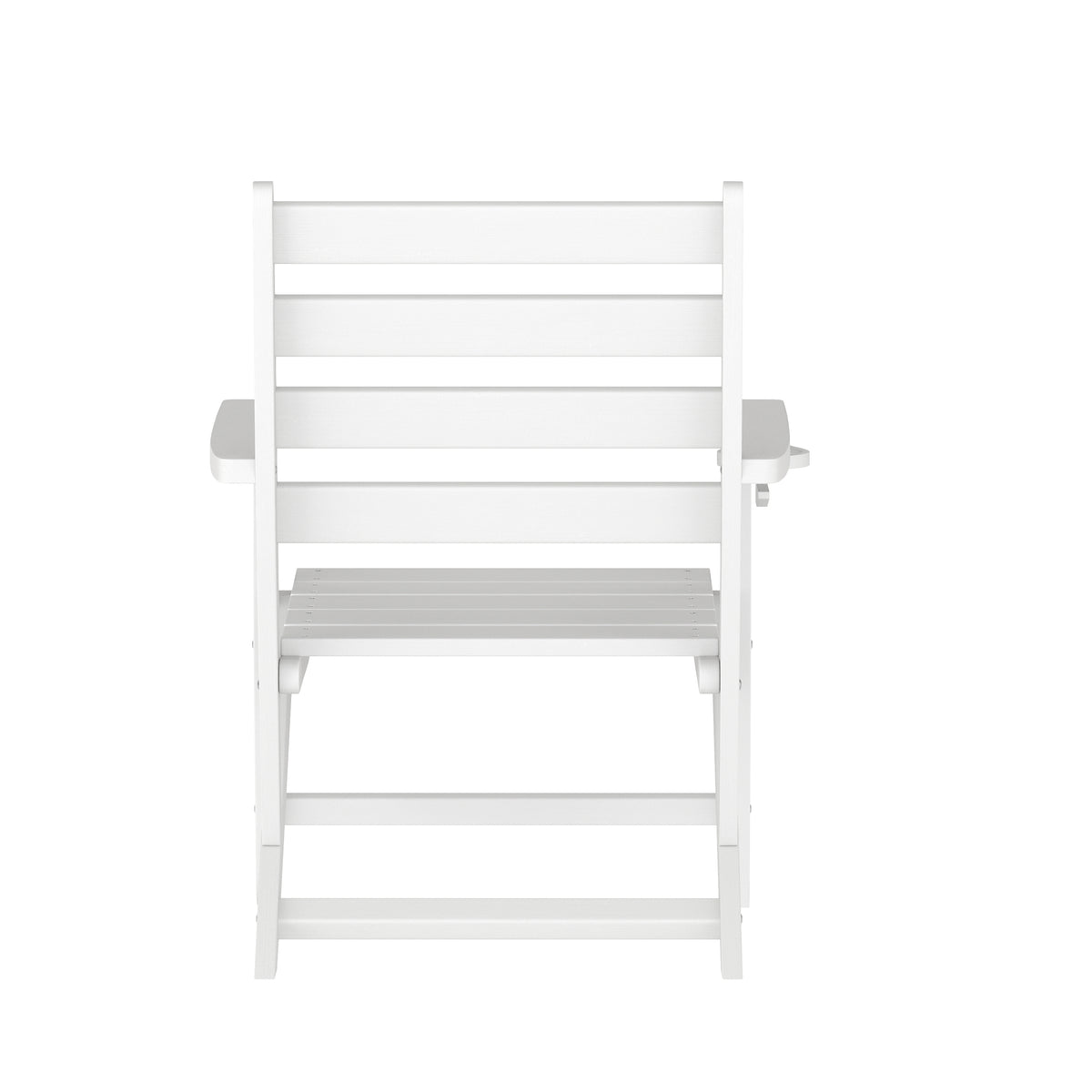 Tolleson Commercial Grade Adirondack Dining Chair with Fold Out Cup Holder, Weather Resistant Recycled HDPE Adirondack Chair in White
