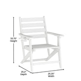 Tolleson Commercial Grade Adirondack Dining Chair with Fold Out Cup Holder, Weather Resistant Recycled HDPE Adirondack Chair in White
