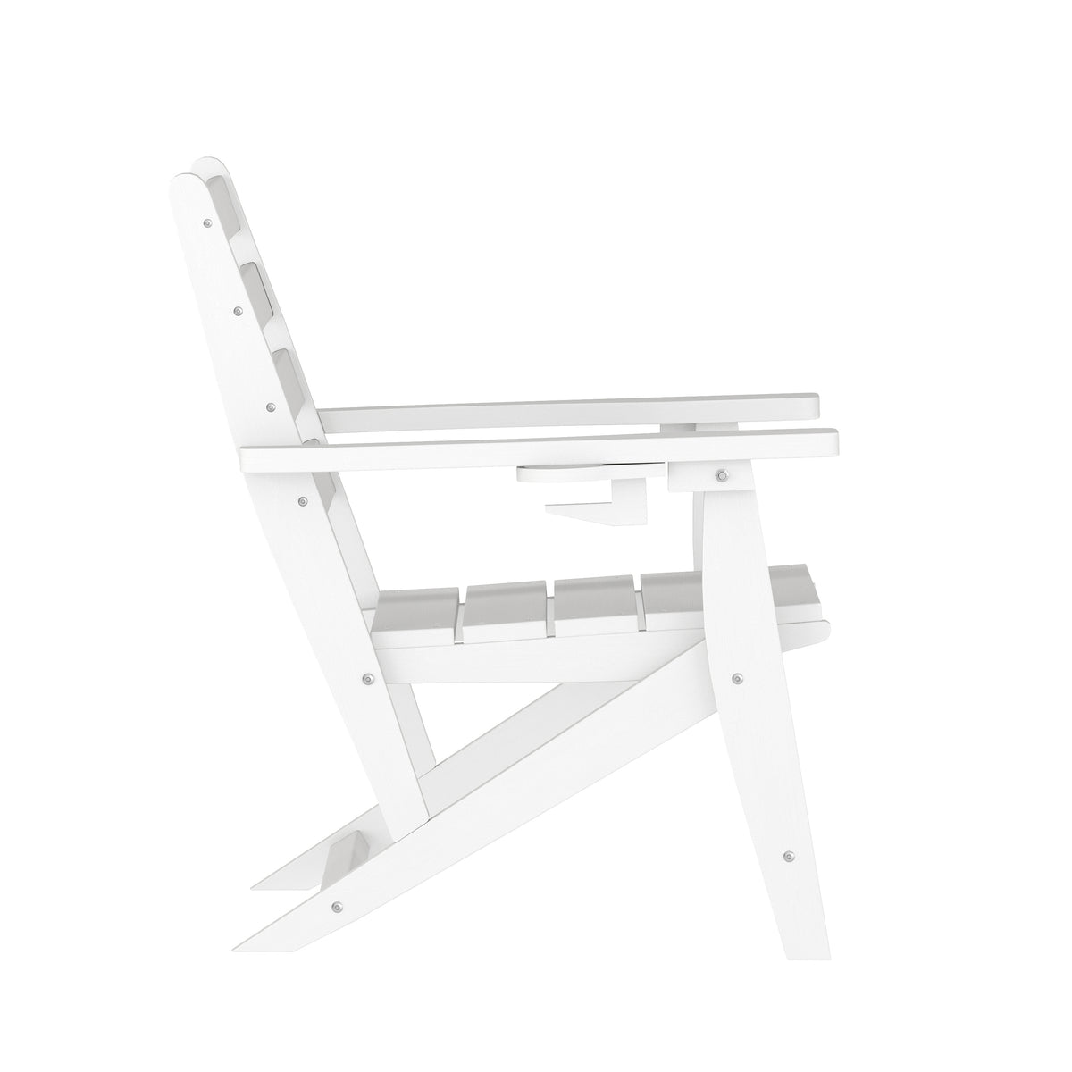 Tolleson Commercial Grade Adirondack Dining Chair with Fold Out Cup Holder, Weather Resistant Recycled HDPE Adirondack Chair in White