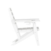 Tolleson Commercial Grade Adirondack Dining Chair with Fold Out Cup Holder, Weather Resistant Recycled HDPE Adirondack Chair in White