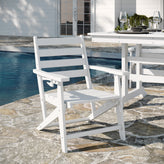 Tolleson Commercial Grade Adirondack Dining Chair with Fold Out Cup Holder, Weather Resistant Recycled HDPE Adirondack Chair in White
