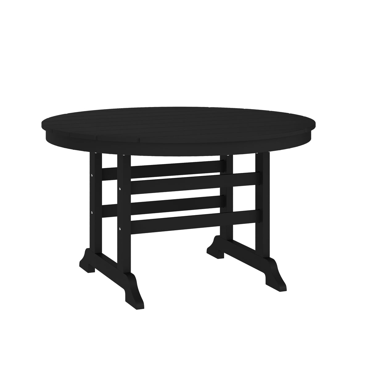 Colonel Commercial Grade Indoor/Outdoor 48" Round Recycled HDPE Adirondack Dining Table for 4 in Black
