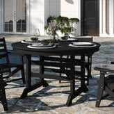Colonel Commercial Grade Indoor/Outdoor 48" Round Recycled HDPE Adirondack Dining Table for 4 in Black