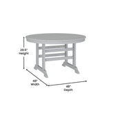 Colonel Commercial Grade Indoor/Outdoor 48" Round Recycled HDPE Adirondack Dining Table for 4 in Gray