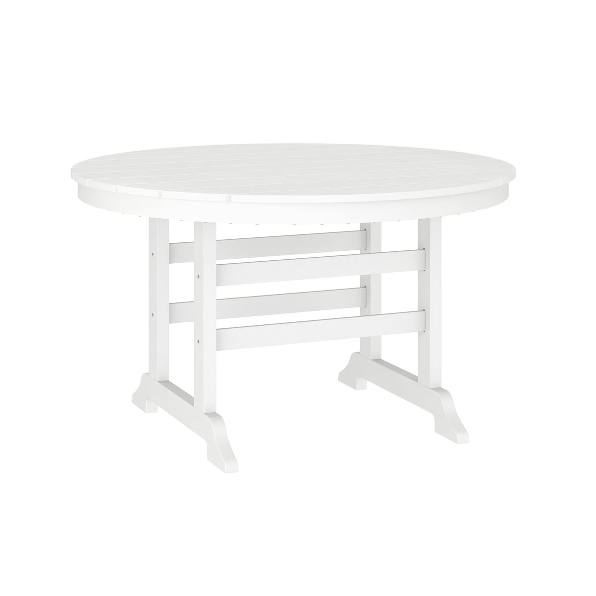 Colonel Commercial Grade Indoor/Outdoor 48" Round Recycled HDPE Adirondack Dining Table for 4 in White