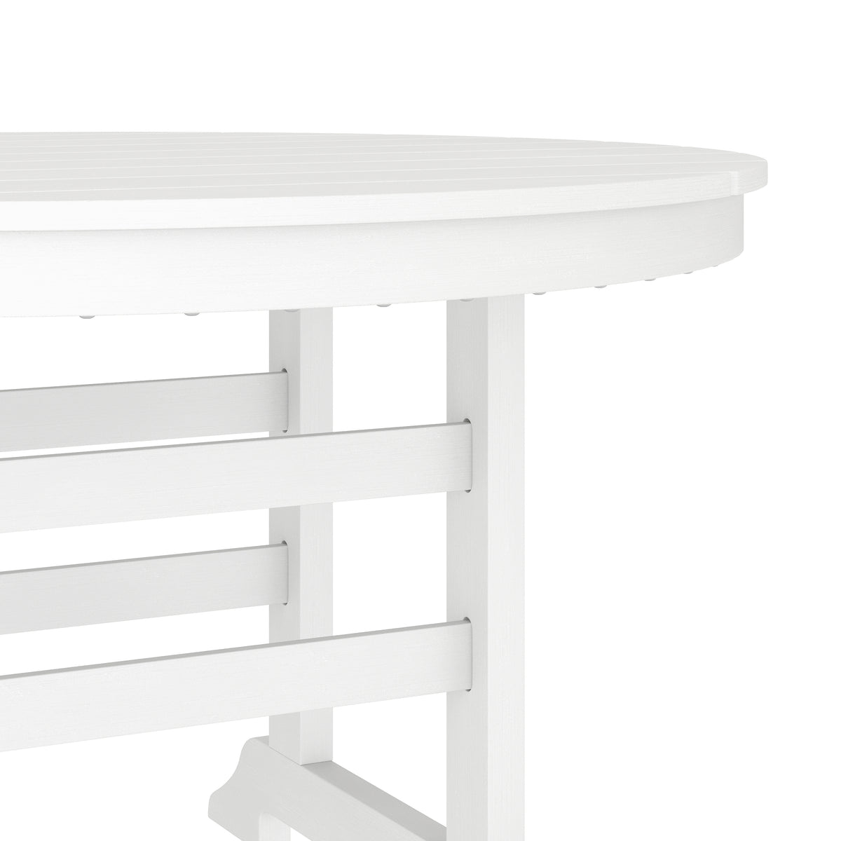 Colonel Commercial Grade Indoor/Outdoor 48" Round Recycled HDPE Adirondack Dining Table for 4 in White