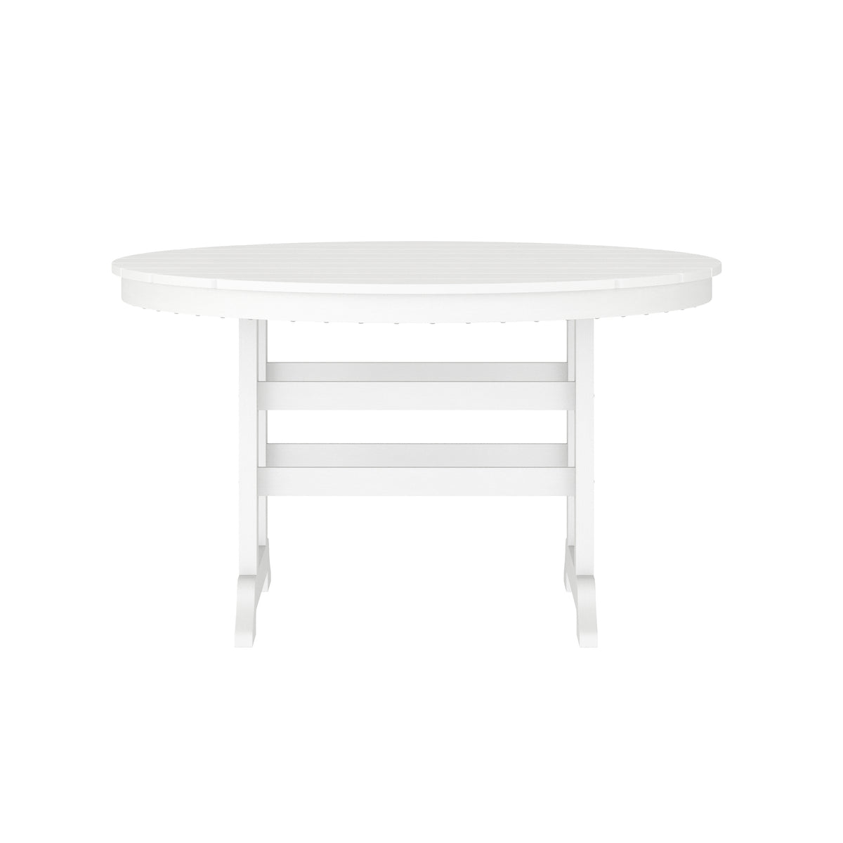 Colonel Commercial Grade Indoor/Outdoor 48" Round Recycled HDPE Adirondack Dining Table for 4 in White