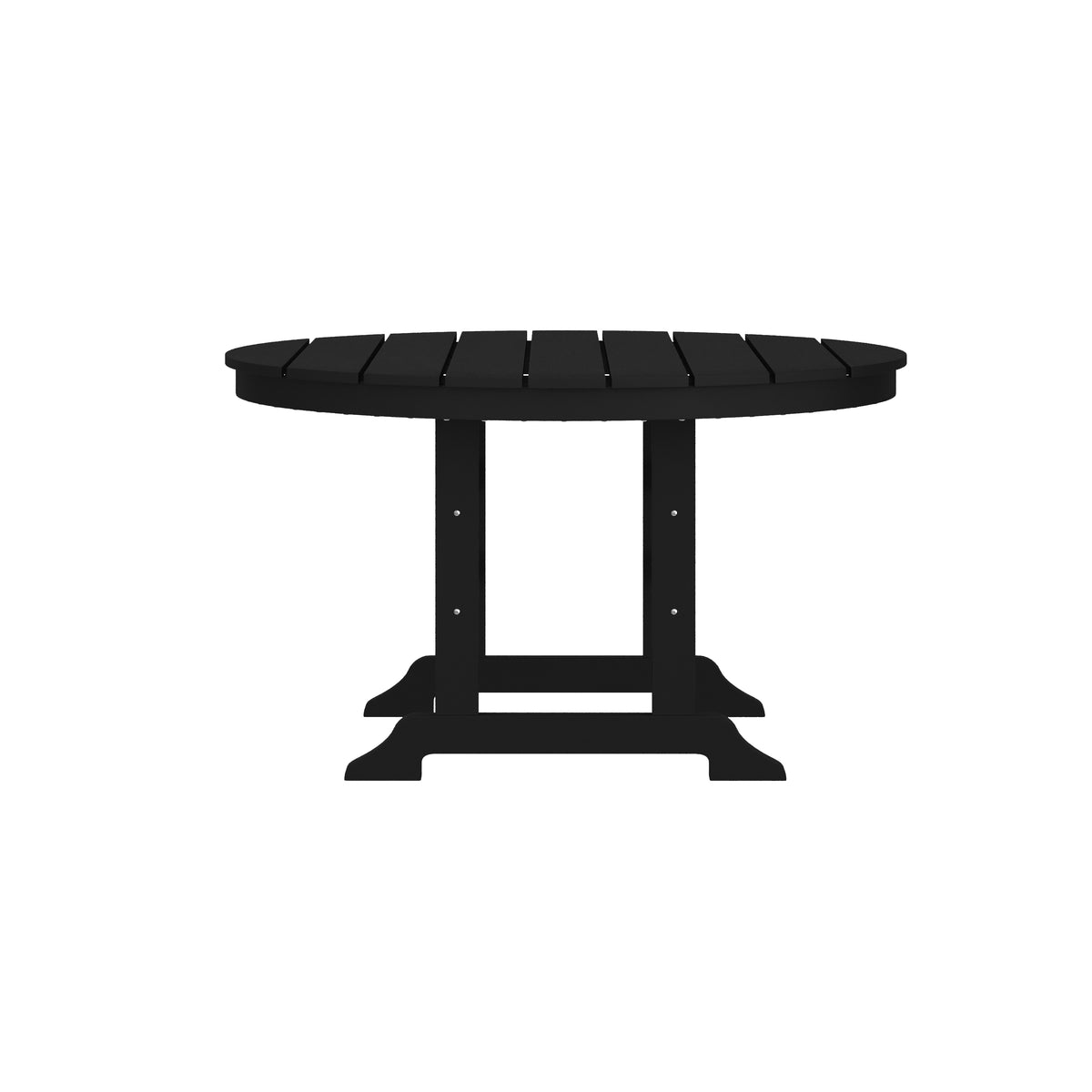 Tolleson Commercial 5 Piece Adirondack Dining Set with 48" Round Indoor/Outdoor Recycled HDPE Table and 4 Chairs with Cupholders in Black