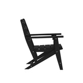 Tolleson Commercial 5 Piece Adirondack Dining Set with 48" Round Indoor/Outdoor Recycled HDPE Table and 4 Chairs with Cupholders in Black
