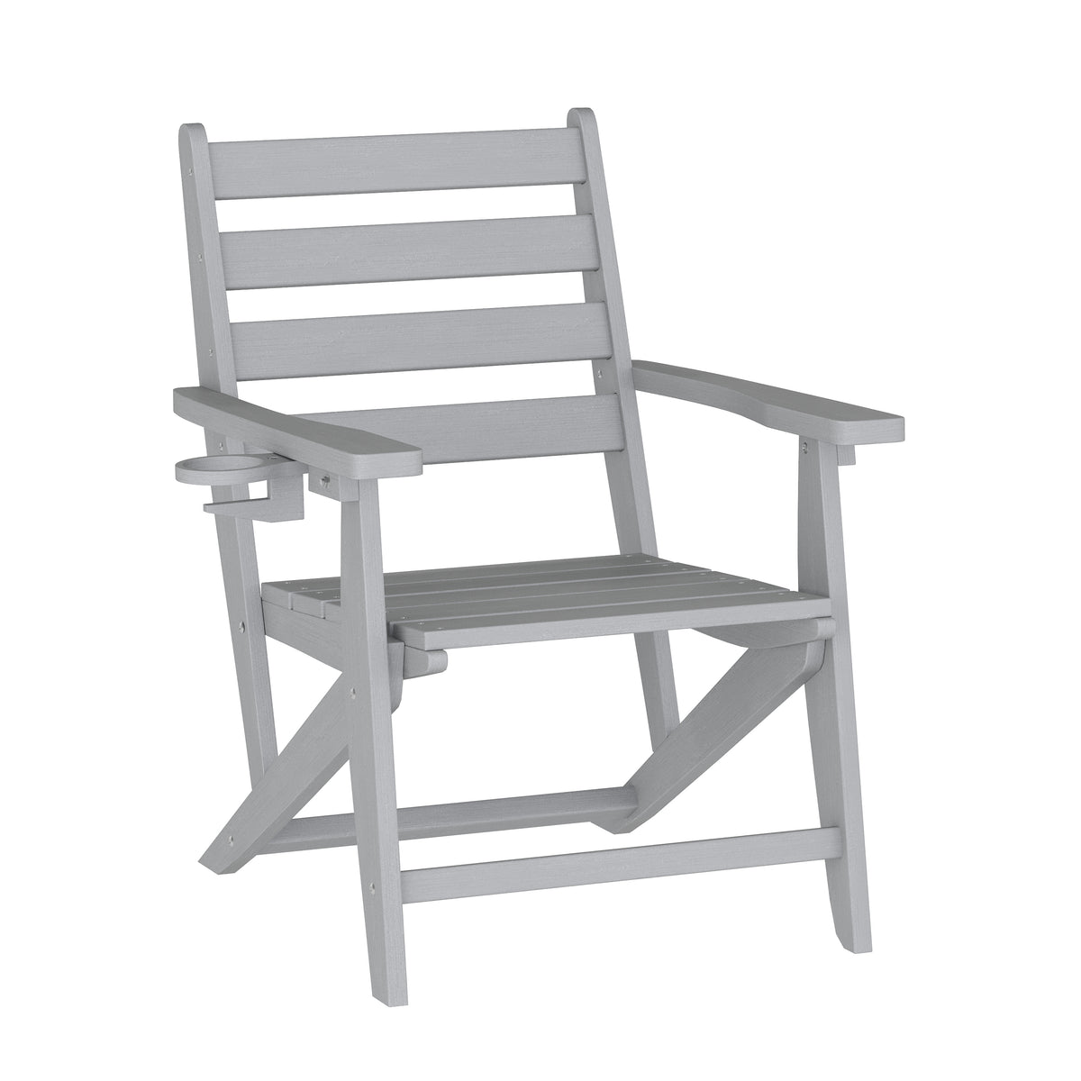 Tolleson Commercial 5 Piece Adirondack Dining Set with 48" Round Indoor/Outdoor Recycled HDPE Table and 4 Chairs with Cupholders in Gray