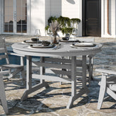 Tolleson Commercial 5 Piece Adirondack Dining Set with 48" Round Indoor/Outdoor Recycled HDPE Table and 4 Chairs with Cupholders in Gray