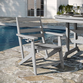 Tolleson Commercial 5 Piece Adirondack Dining Set with 48" Round Indoor/Outdoor Recycled HDPE Table and 4 Chairs with Cupholders in Gray