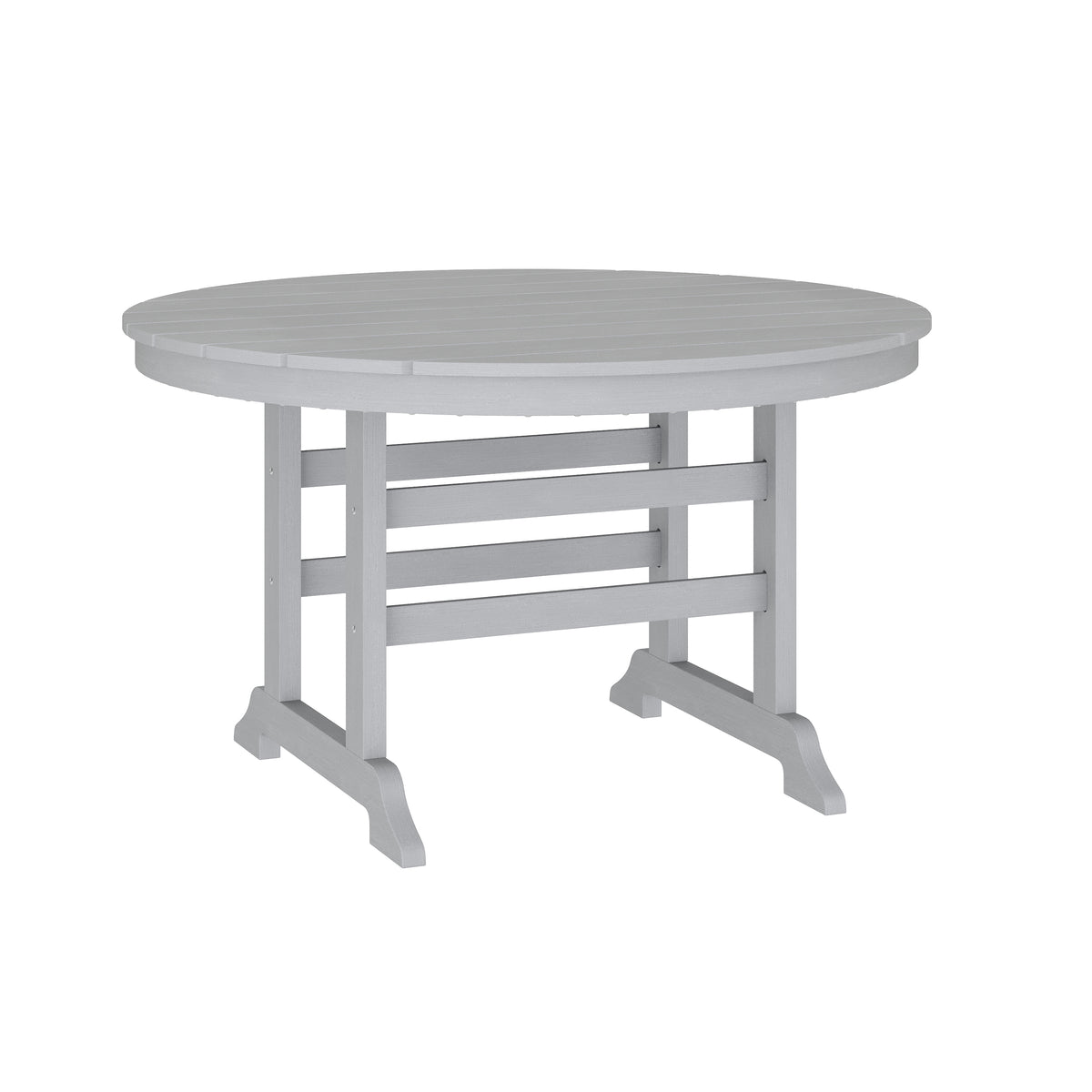 Tolleson Commercial 5 Piece Adirondack Dining Set with 48" Round Indoor/Outdoor Recycled HDPE Table and 4 Chairs with Cupholders in Gray