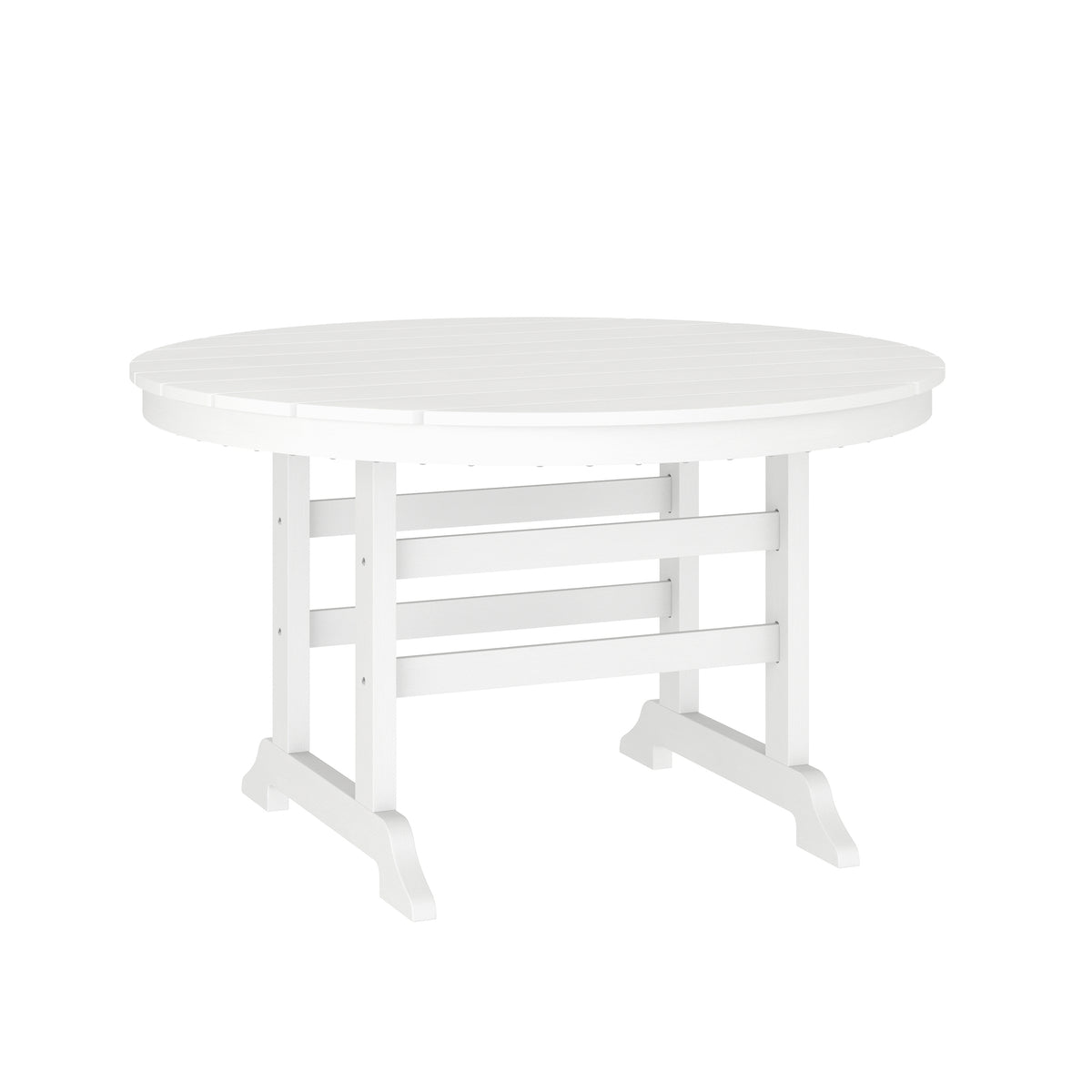 Tolleson Commercial 5 Piece Adirondack Dining Set with 48" Round Indoor/Outdoor Recycled HDPE Table and 4 Chairs with Cupholders in White