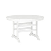 Tolleson Commercial 5 Piece Adirondack Dining Set with 48" Round Indoor/Outdoor Recycled HDPE Table and 4 Chairs with Cupholders in White