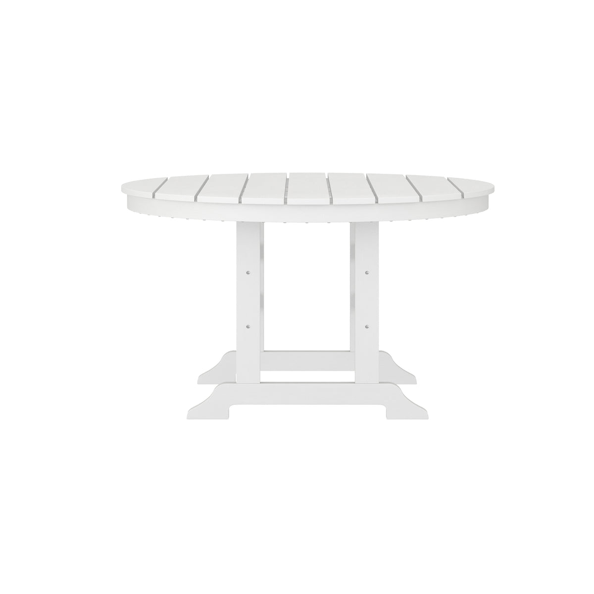 Tolleson Commercial 5 Piece Adirondack Dining Set with 48" Round Indoor/Outdoor Recycled HDPE Table and 4 Chairs with Cupholders in White
