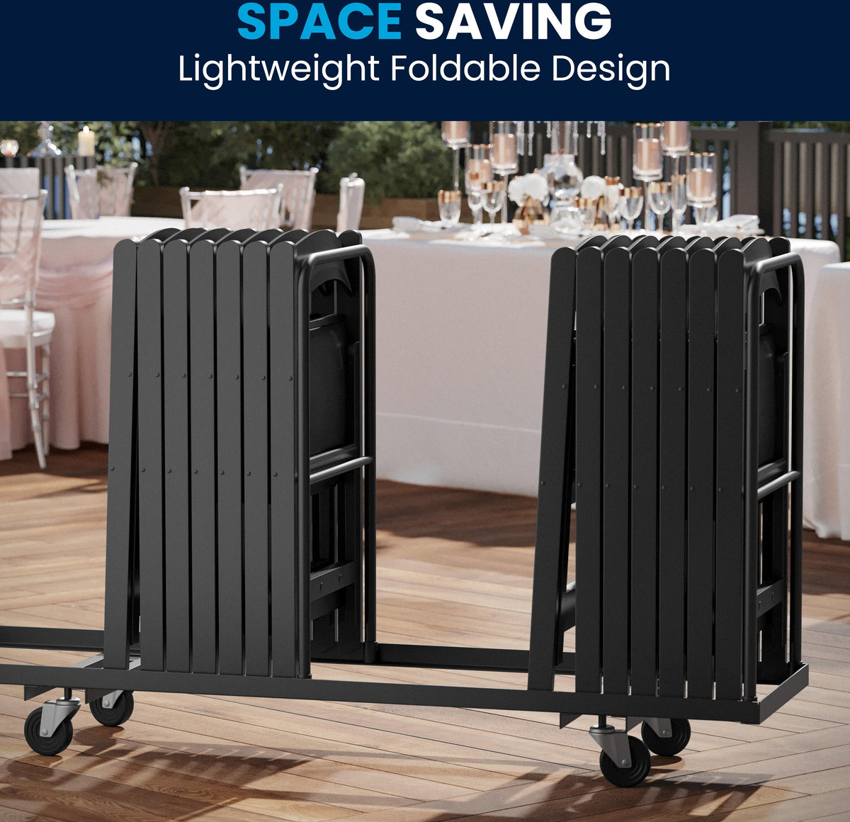 Hercules Folding Chair - Black Resin - 2 Pack 800LB Weight Capacity Comfortable Event Chair - Light Weight Folding Chair