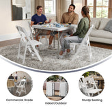 Hercules Folding Chair - White Resin - 2 Pack 800LB Weight Capacity Comfortable Event Chair - Light Weight Folding Chair