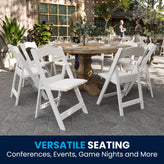 Hercules Folding Chair - White Resin - 2 Pack 800LB Weight Capacity Comfortable Event Chair - Light Weight Folding Chair