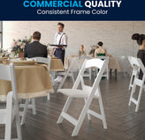 Hercules Folding Chair - White Resin - 2 Pack 800LB Weight Capacity Comfortable Event Chair - Light Weight Folding Chair