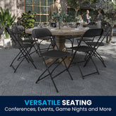 Hercules Series Plastic Folding Chair Black - 2 Pack 650LB Weight Capacity Comfortable Event Chair-Lightweight Folding Chair