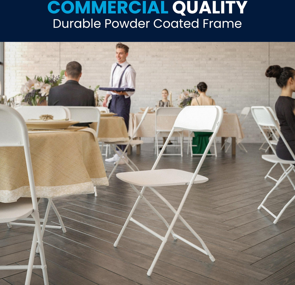 Hercules Series Plastic Folding Chair White - 2 Pack 650LB Weight Capacity Comfortable Event Chair-Lightweight Folding Chair