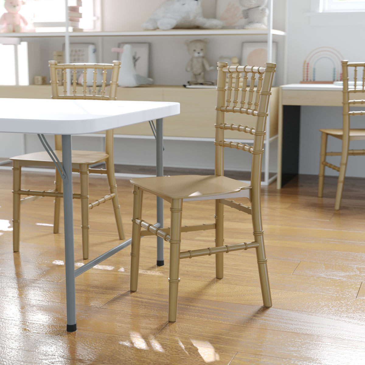 HERCULES Child Size Gold Chiavari Chair – Durable Resin Kids Chair for Weddings, Parties & Everyday Use