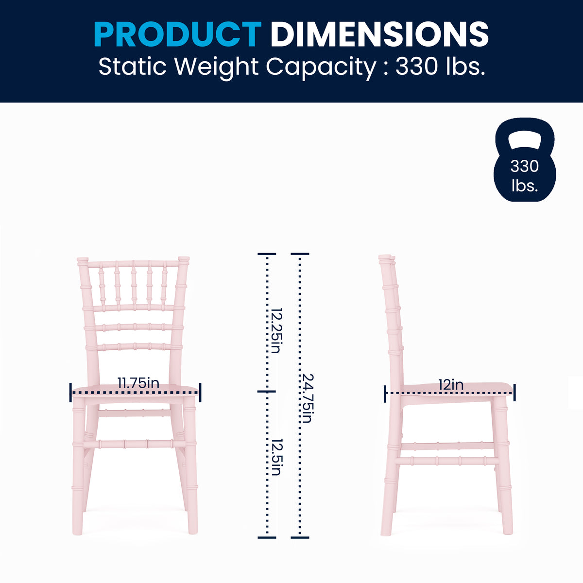 HERCULES Child Size Pink Chiavari Chair – Durable Resin Kids Chair for Weddings, Parties & Everyday Use