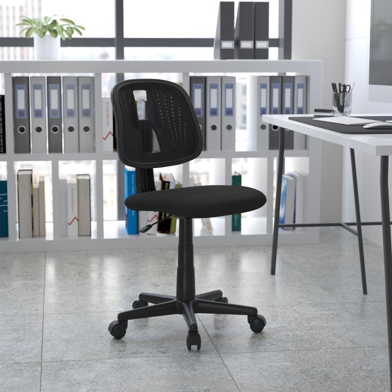 Fundamentals Mid-Back Black Mesh Swivel Task Office Chair with Pivot Back