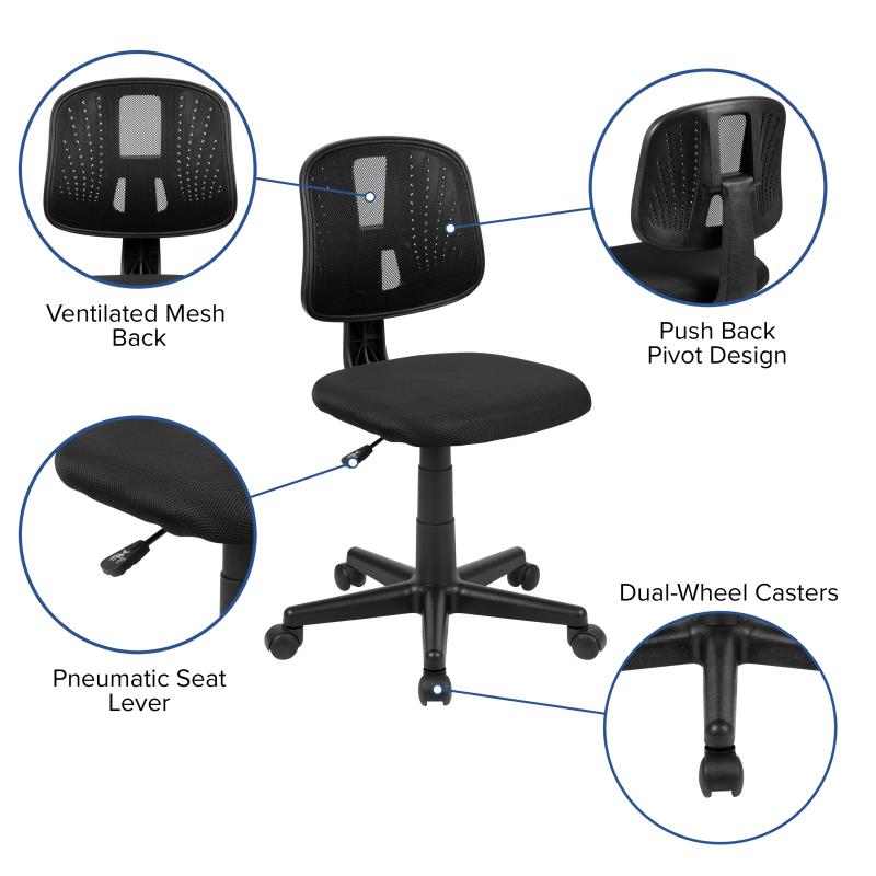 Fundamentals Mid-Back Black Mesh Swivel Task Office Chair with Pivot Back