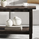 Jasper Farmhouse Style Solid Wood Coffee Table with Traditional X-Frame Design and Lower Shelf in Dark Gray