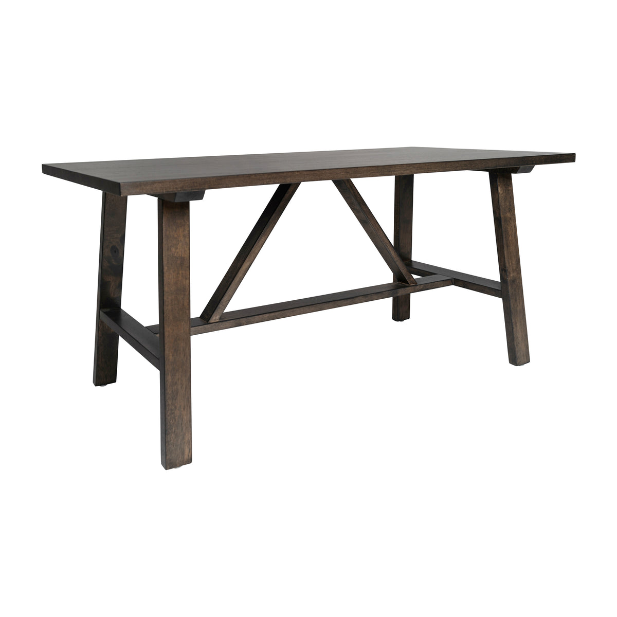 Eli Solid Wood Farmhouse Coffee Table, Trestle Style Accent Table in Dark Gray