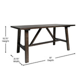 Eli Solid Wood Farmhouse Coffee Table, Trestle Style Accent Table in Dark Gray