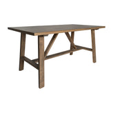 Eli Solid Wood Farmhouse Coffee Table, Trestle Style Accent Table in Rustic Brown