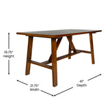 Eli Solid Wood Farmhouse Coffee Table, Trestle Style Accent Table in Walnut