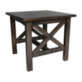 Jasper Farmhouse Style Solid Wood End Table with Traditional X-Frame Design in Dark Gray