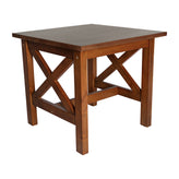 Jasper Farmhouse Style Solid Wood End Table with Traditional X-Frame Design in Walnut