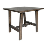 Eli Solid Wood Farmhouse End Table, Trestle Style Accent Table in Dark Gray