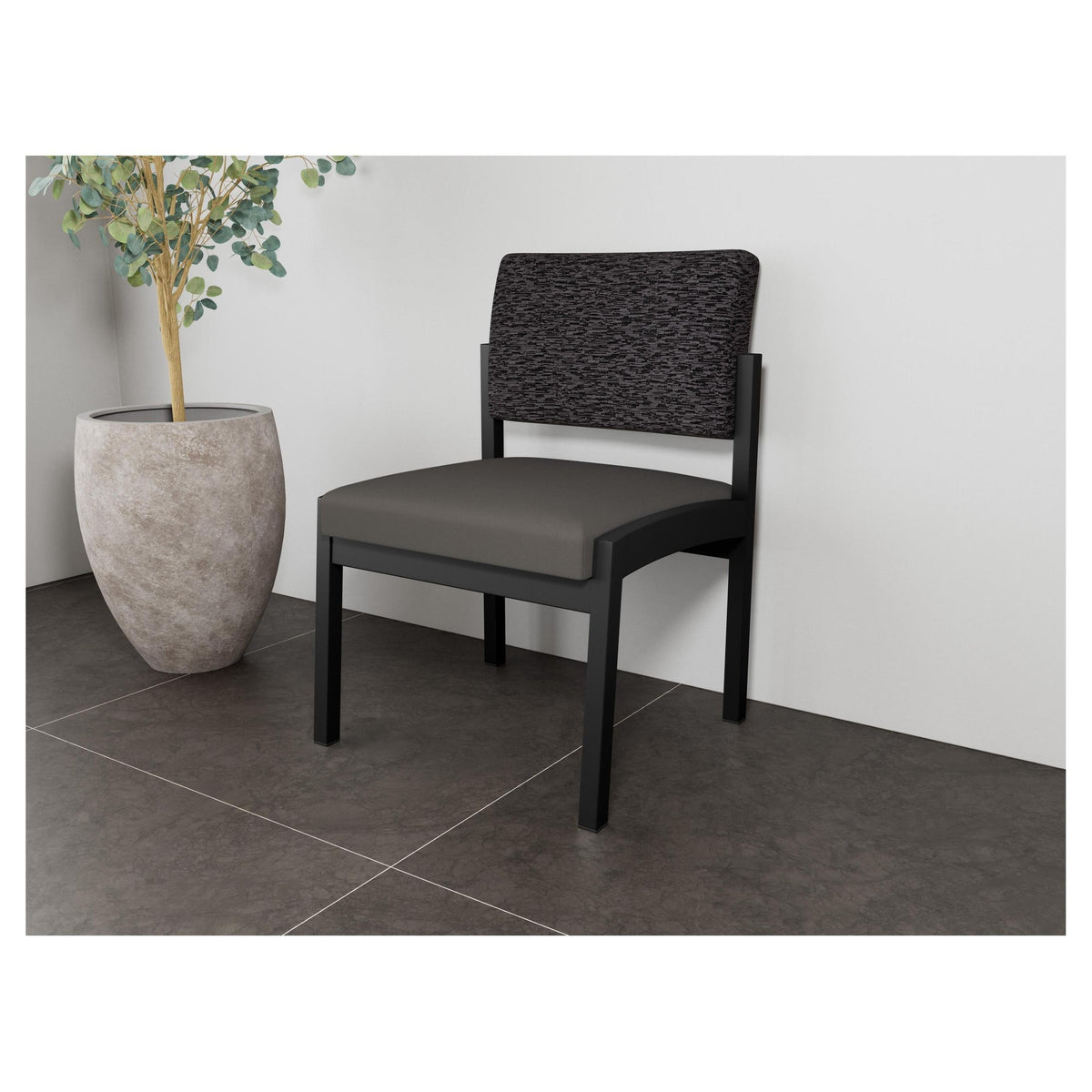 Lenox Steel Waiting Reception Armless Guest Chair Metal Frame