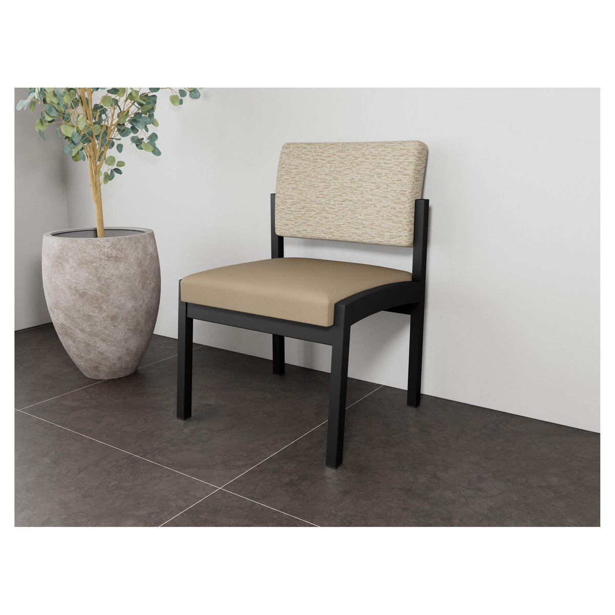 Lenox Steel Waiting Reception Armless Guest Chair Metal Frame
