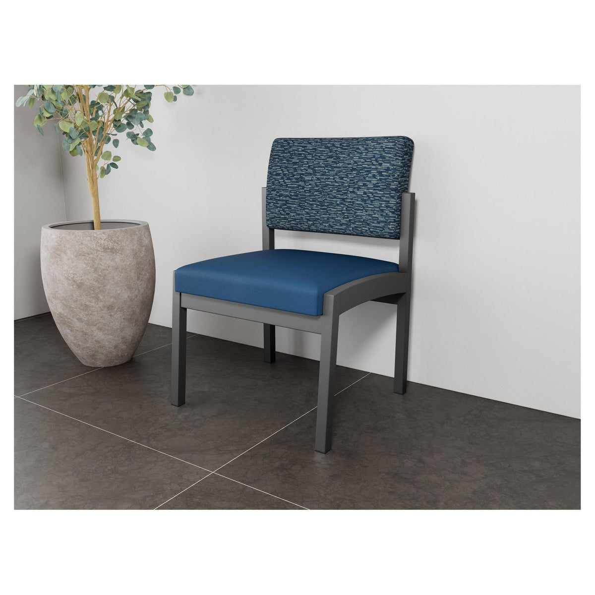 Lenox Steel Waiting Reception Armless Guest Chair Metal Frame