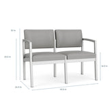 Lenox Steel Waiting Reception 2 Seat Tandem Seating Metal Frame No Center Arm