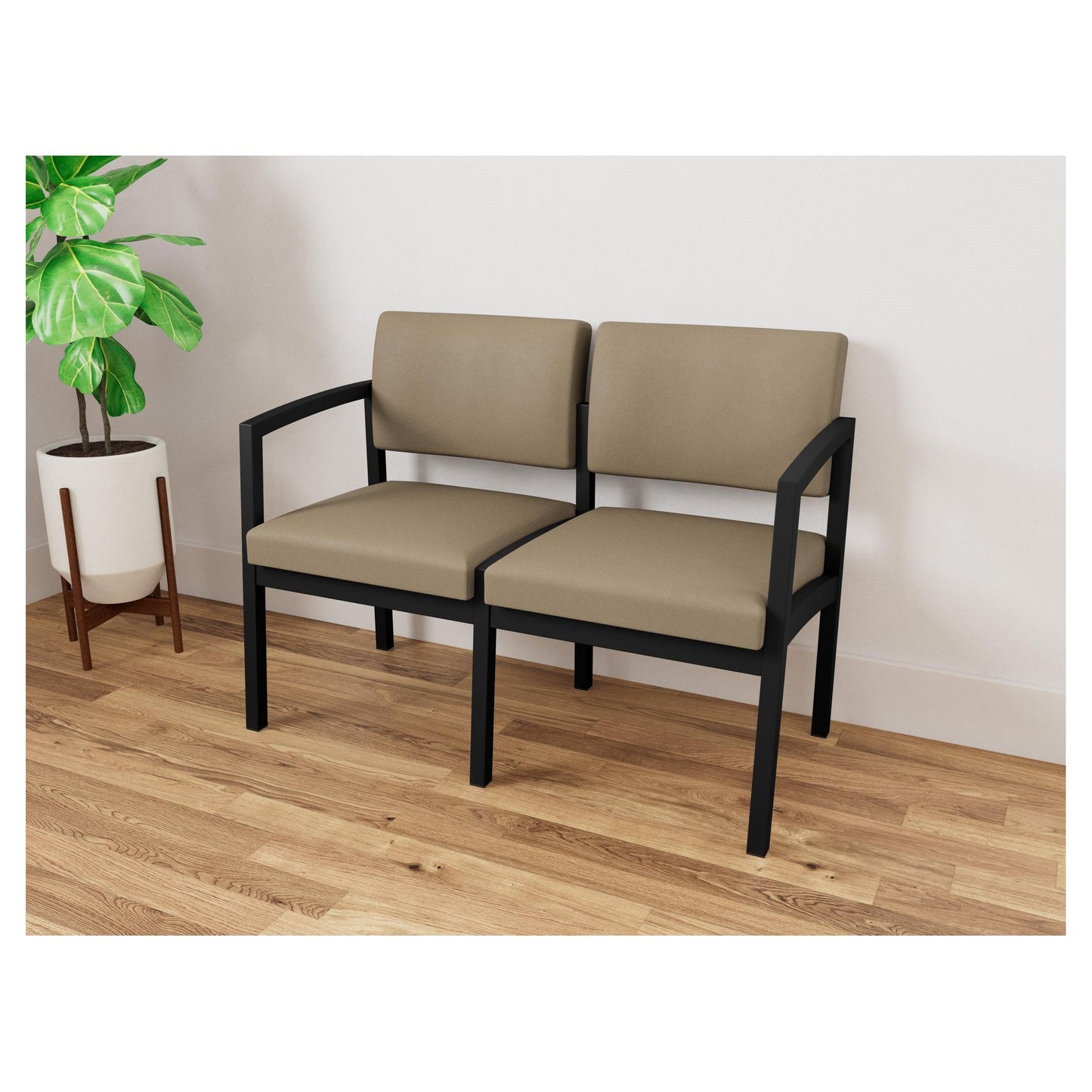Lenox Steel Waiting Reception 2 Seat Tandem Seating Metal Frame No Center Arm
